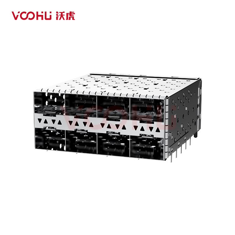 WHSFP15624D003 SFP+ 2×4 10G Press-Fit Cage+Connector SFP镀金厚度15U 光纤笼子