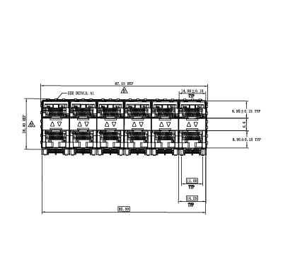 WHSFP06026F044 SFP 2×6 5G Cage+Connector SFP镀金厚度30U 镀镍 30U 光纤笼子