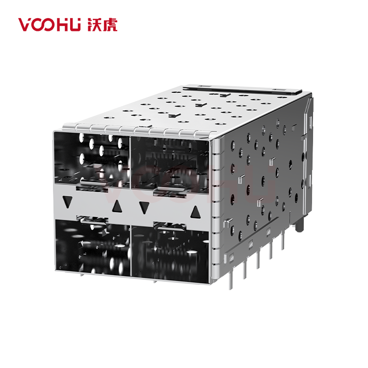 WHSFP15422D012 SFP+ 2×2 10G Press-Fit  Cage+Connector  SFP镀金厚度15U 光纤笼子