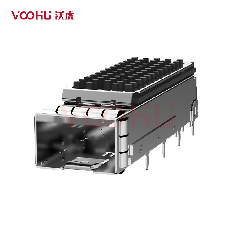 WH81-111-Y0018-1 SFP+ 1×1 10G Solder Cage 散热片 光纤笼子