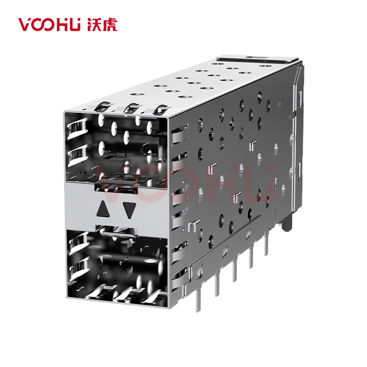 WHSFP05221D032 SFP 2×1 5G Cage+Connector SFP镀金厚度15U 光纤笼子