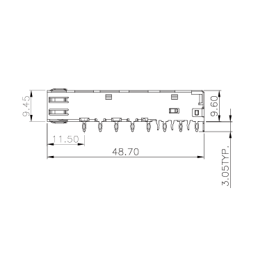 WH81-111-Y0002-1 SFP 1 × 1 5G Cage Press-Fit  光纤笼子