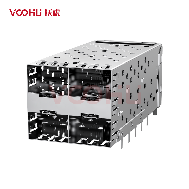 WHSFP05322D008 SFP 2×2 5G Cage+Connector Connector Gold Plated15U 光纤笼子