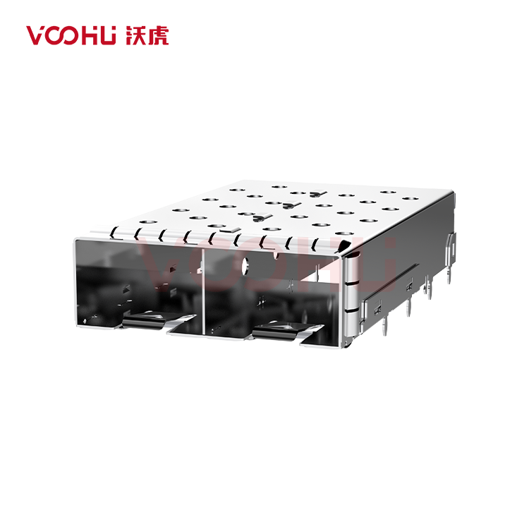 WHSFP10612W078  SFP+ 1×2 10G Press-Fit Cage 镀镍30U 光纤笼子