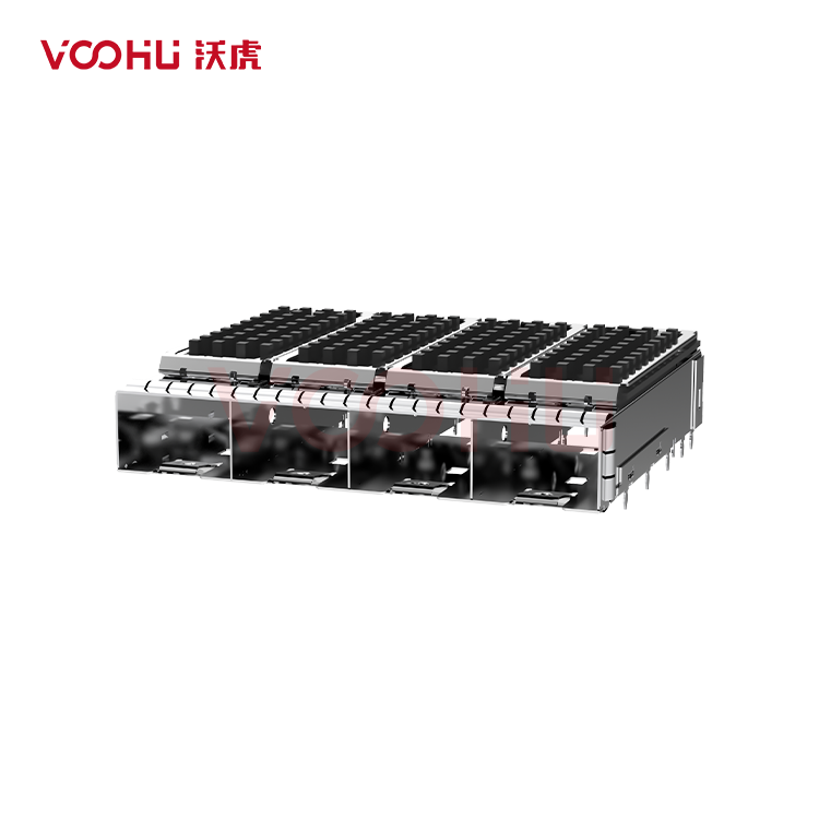 WH81-114-00008-1  SFP+ 1×4 10G Press-Fit 散热片 Cage 光纤笼子