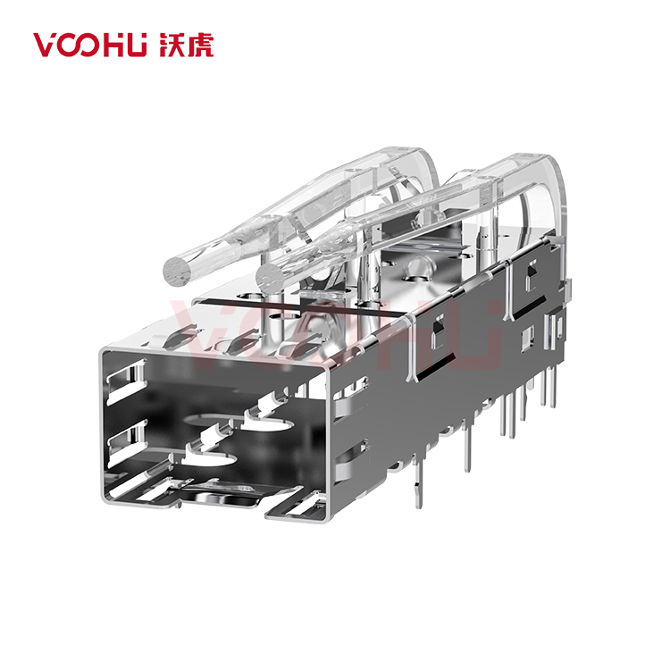 WH81-111-Y0017-1  SFP+ 1×1 10G Press-Fit Cage 光纤笼子
