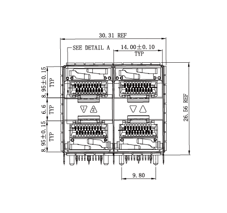 WHSFP32221F005 SFP28 2×2 25G Cage+Connectors 光纤笼子