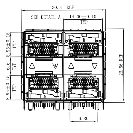 WHSFP32322F006 SFP28 2×2 25G Cage+Connectors 光纤笼子