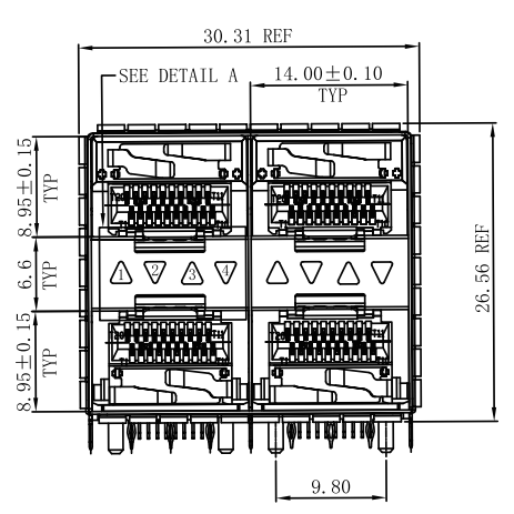 WHSFP32122F005 SFP28 2×2 25G Cage+Connectors 光纤笼子