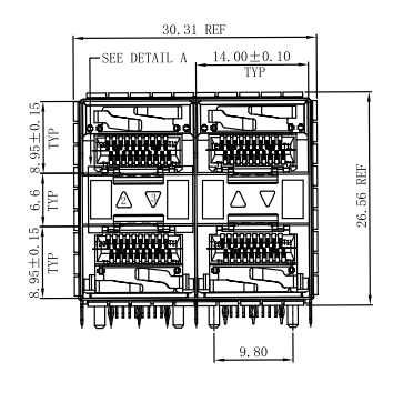 WHSFP32222F008 SFP28 2×2 25G Cage+Connectors 光纤笼子
