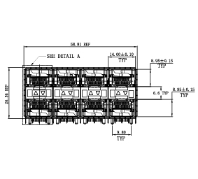 WHSFP32224F007 SFP28 2×4 25G Cage+Connectors 光纤笼子
