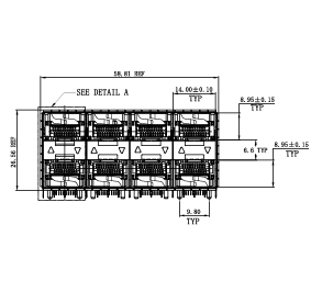 WHSFP32324F006 SFP28 2×4 25G Cage+Connectors 光纤笼子