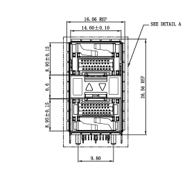 WHSFP32221F013 SFP28 2×1 25G Cage+Connectors 光纤笼子