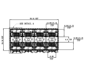 WHSFP32524F002 SFP28 2×4 25G Cage+Connectors 光纤笼子
