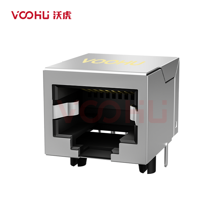 SYT56A1188GWA2DY1054 90° 侧面插入 1*1 开口朝下 无LED 带屏蔽  DIP RJ45