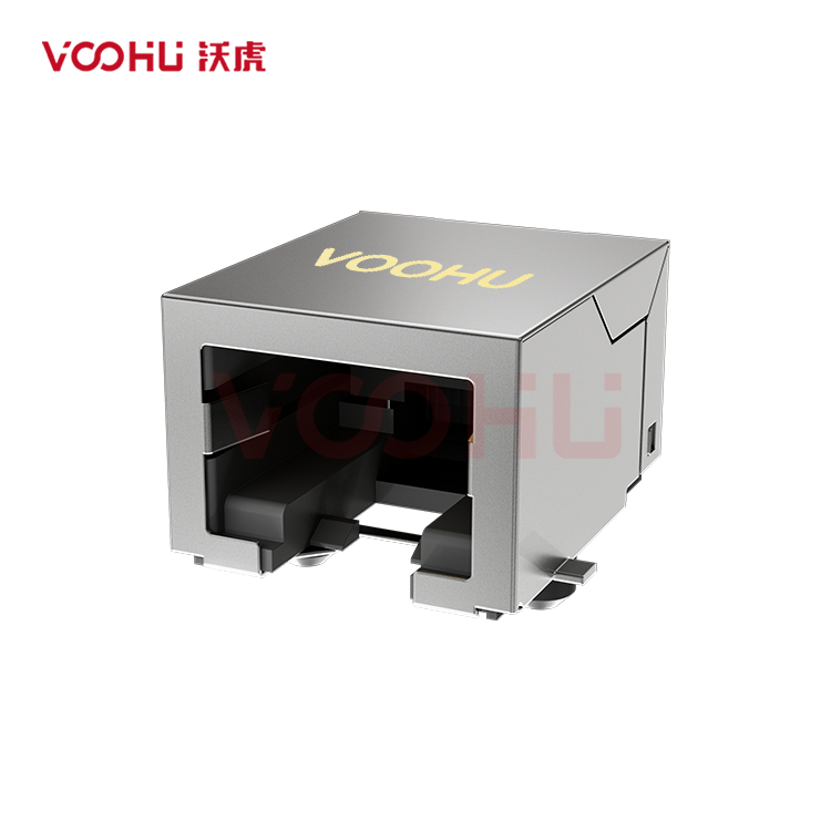SYT56T1118GWA5SB4078 90° 侧面插入 1*1 开口朝下 无LED 带屏蔽 SMD  RJ45