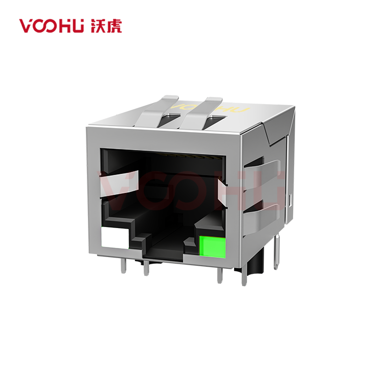 SYT111Q009DF3A1D 90° 侧面插入 1*1 开口朝下 100/1000M LED OY/G DIP RJ45