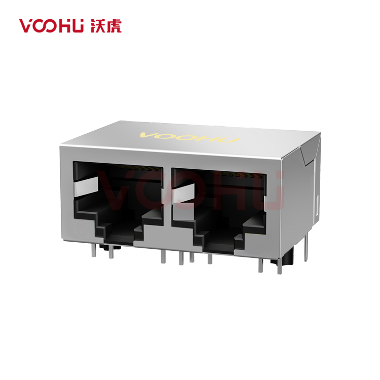 SYT59211218GWA3DY5027 90° 侧面插入 1*2 开口朝下 无LED 带屏蔽 DIP RJ45
