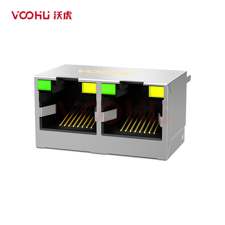 SYT52241288AC2A3DY1027 180°立式 1*2 开口朝上  LED 左绿右黄 DIP  RJ45