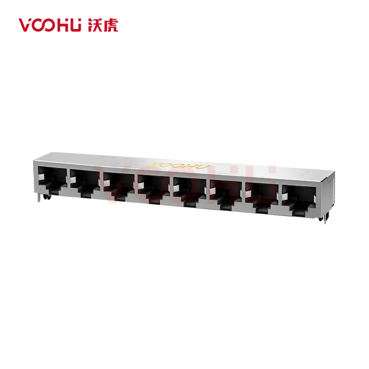 SYT59211818GWA1D7Y1027 90° 侧面插入 1*8 开口朝下 无LED 带屏蔽 DIP RJ45