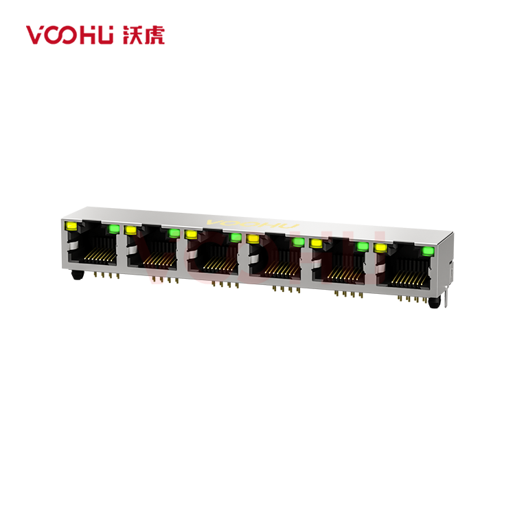 SYT561688AB1A1D9Y1022 90° 侧面插入 1*6 开口朝上 LED Y/G 带屏蔽 DIP  RJ45