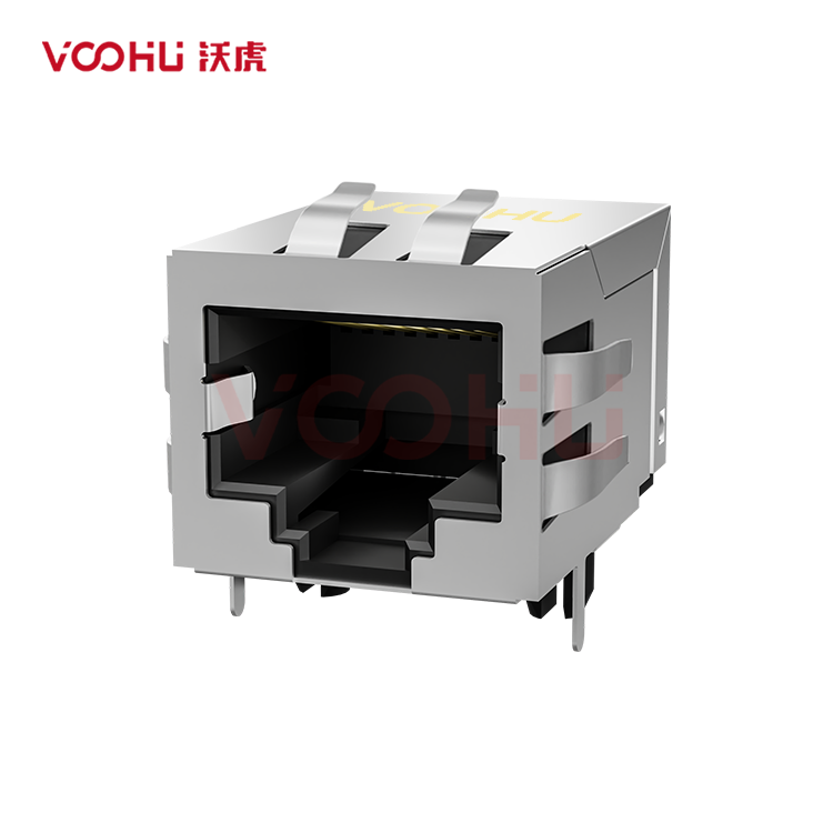 SYT59211118HWA3DY1027 90° 侧面插入 1*1 开口朝下 无LED 带屏蔽 DIP RJ45