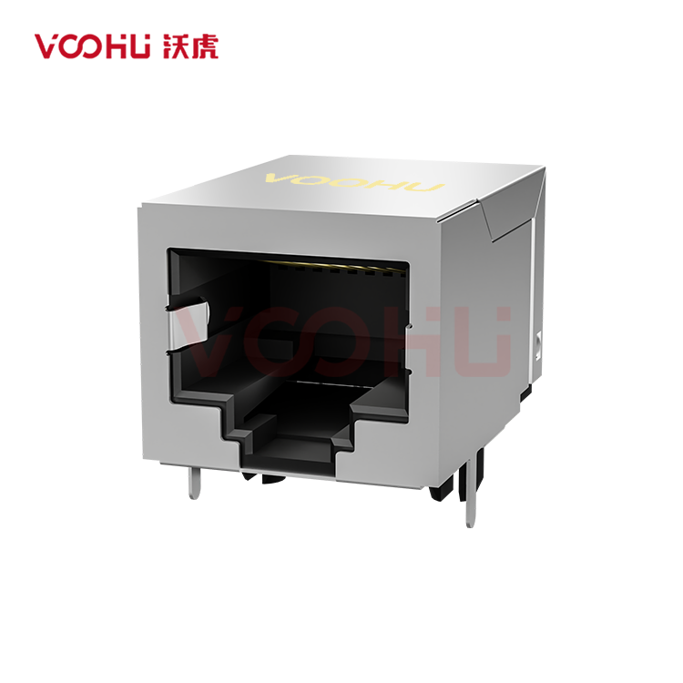 SYT59211118GWA3D7Y1027 90° 侧面插入 1*1 开口朝下 无LED 带屏蔽 DIP RJ45