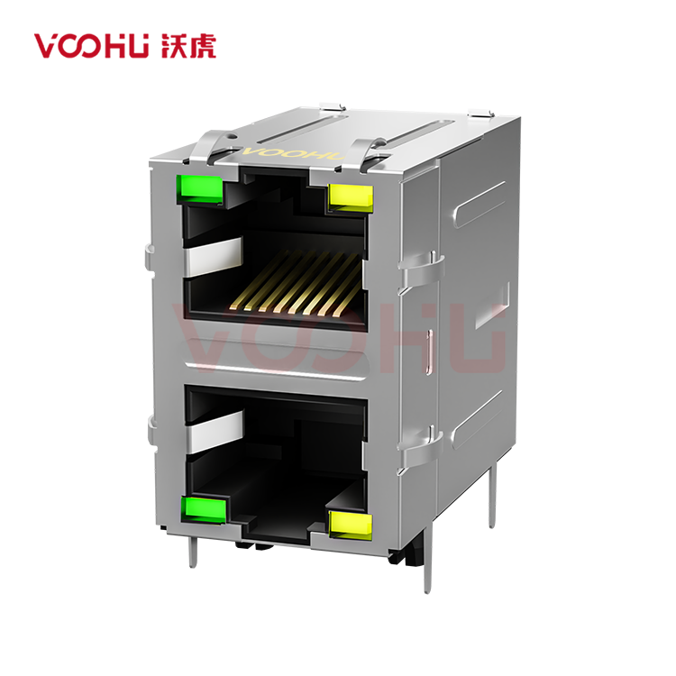 SYT21Q042DB2A4D068 90° 侧面插入 2*1 开口朝上/下 100/1000M LED G/Y DIP RJ45