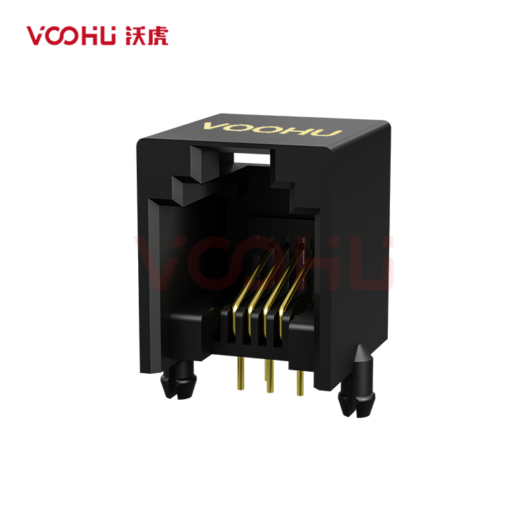SYT55211164IWE1DY1017 90° 侧面插入 1*1 开口朝上 无LED DIP RJ11
