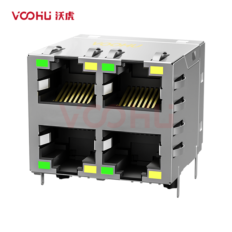 SYT22Q146DB2A2DB057 90° 侧面插入 2*2 开口朝上/下 100/1000M  有LED G/Y DIP RJ45