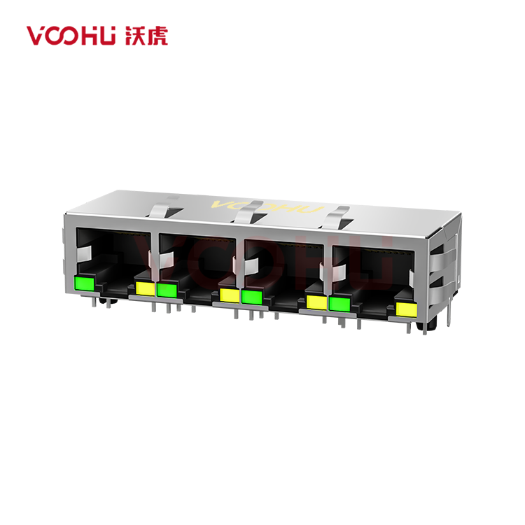 SYT114Q070DA2A1D 90° 侧面插入 1*4 开口朝下 100/1000M LED G/Y DIP RJ45