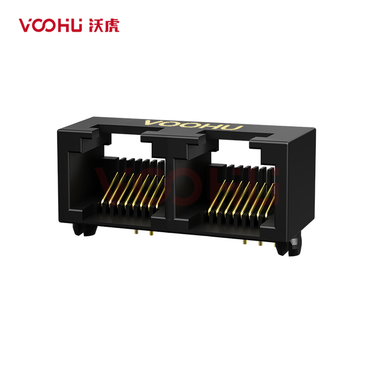 SYT53241288IWA1DY1006 90° 侧面插入 1*2 开口朝下 无LED DIP RJ45
