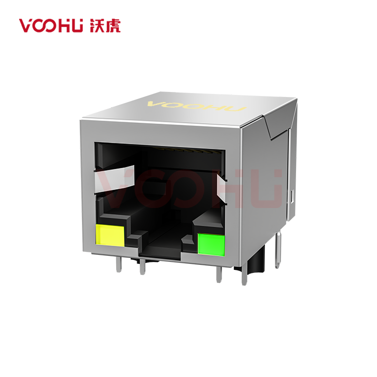 SYT59211118AB1A1DY4022 90° 侧面插入 1*1 开口朝下 带屏蔽 DIP RJ45