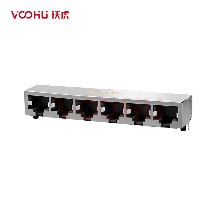 SYT59211618GWA1D7Y1022 90° 侧面插入 1*6 开口朝下 无LED 带屏蔽 DIP RJ45