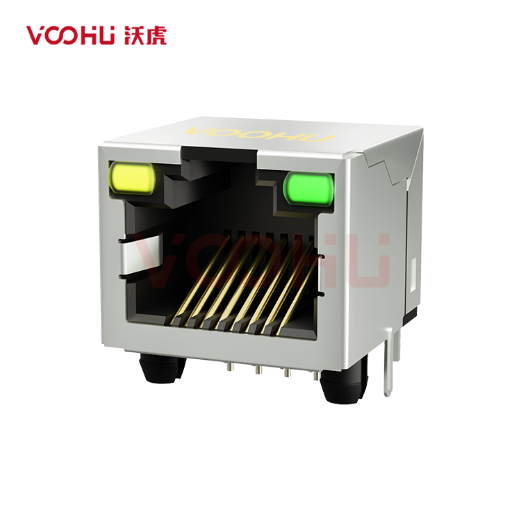 SYT561188AB1A3DY1027 90° 侧面插入  1*1 开口朝上 LED Y/G  带屏蔽 DIP RJ45