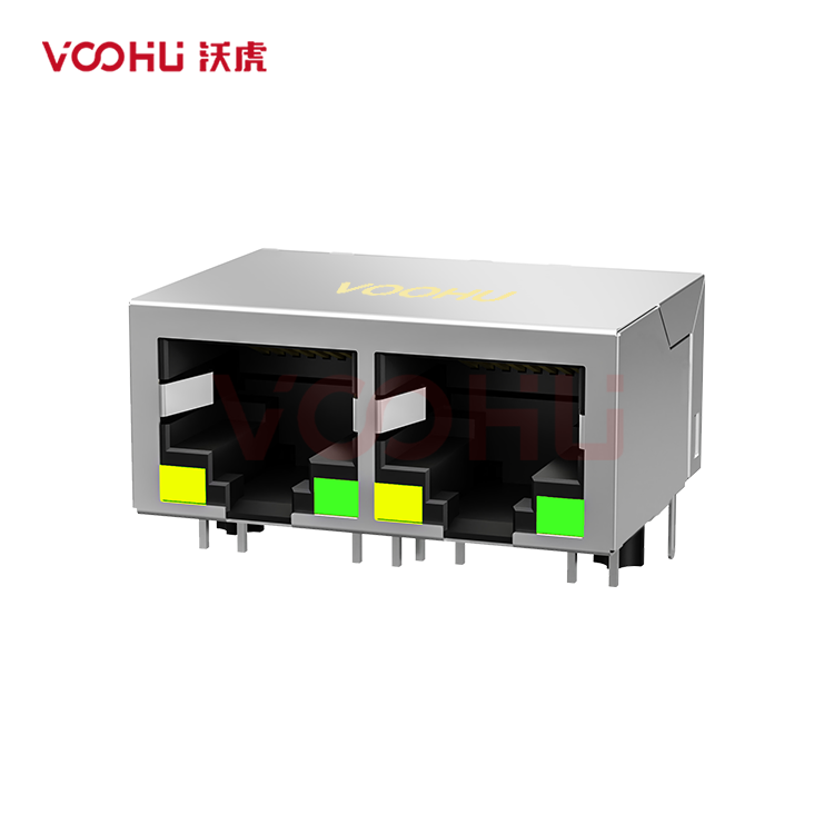 SYT112Q106AB1A1D 90° 侧面插入 1*2 开口朝下 100/1000M LED Y/G  DIP RJ45