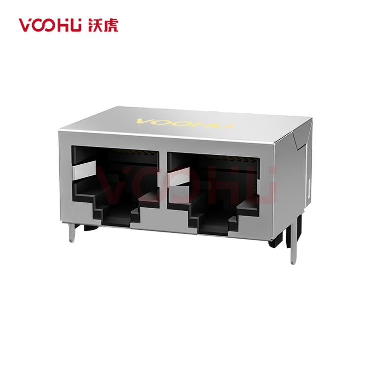 SYT59211218GWA3D7Y1027 90° 侧面插入 1*2 开口朝下 无LED 带屏蔽 DIP RJ45