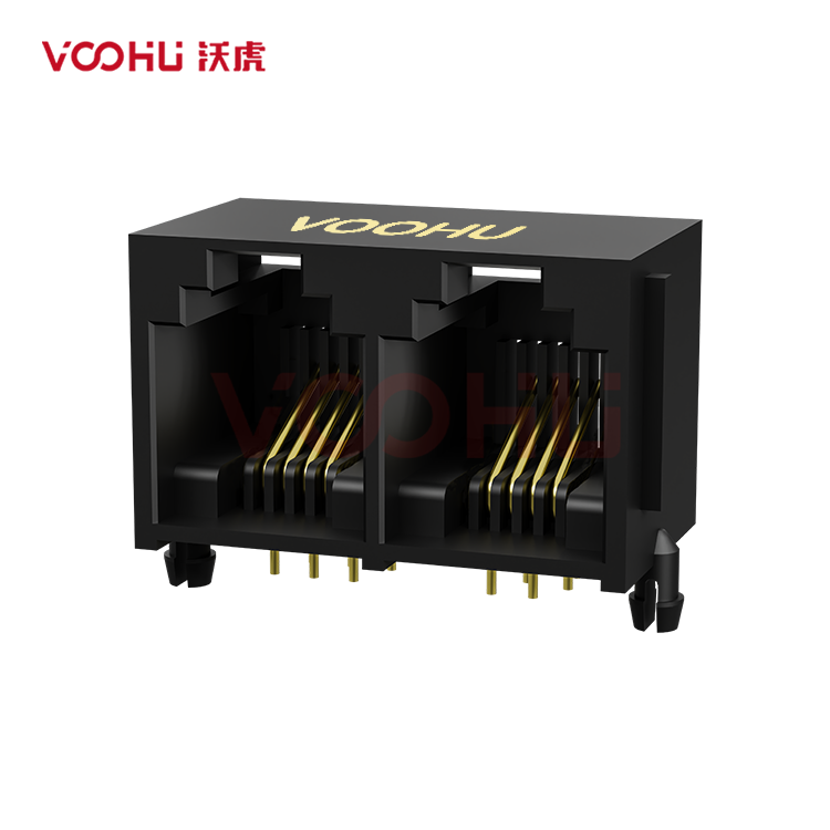 SYT5521E1264IWA1DY1017 90° 侧面插入 1*2 开口朝上  无LED DIP RJ11
