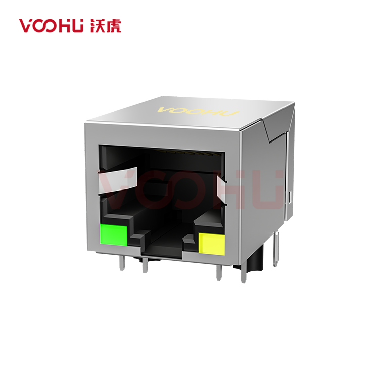 SYT111Q060AB2A1D 90° 侧面插入 1*1 开口朝下 100/1000M LED G/Y  DIP RJ45