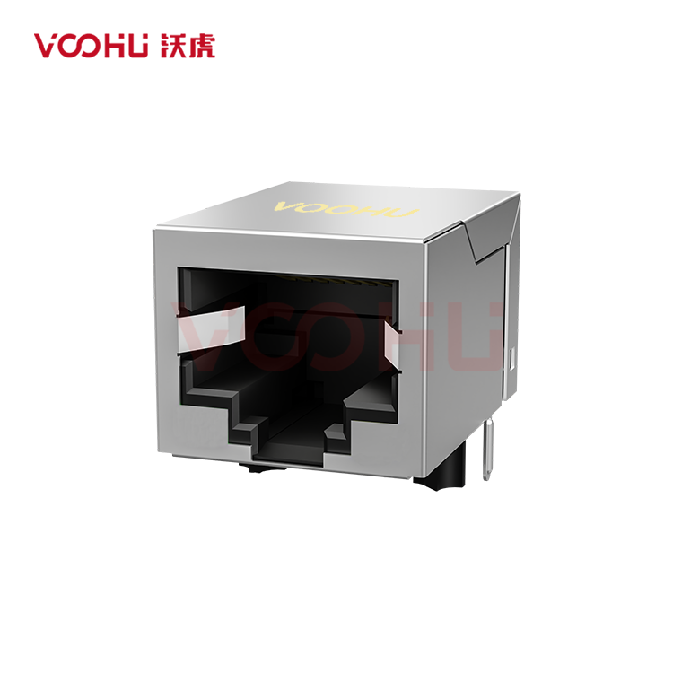 SYT111B002GWA1D 90° 侧面插入 1*1 开口朝下 10/100M 无LED 带屏蔽 DIP RJ45