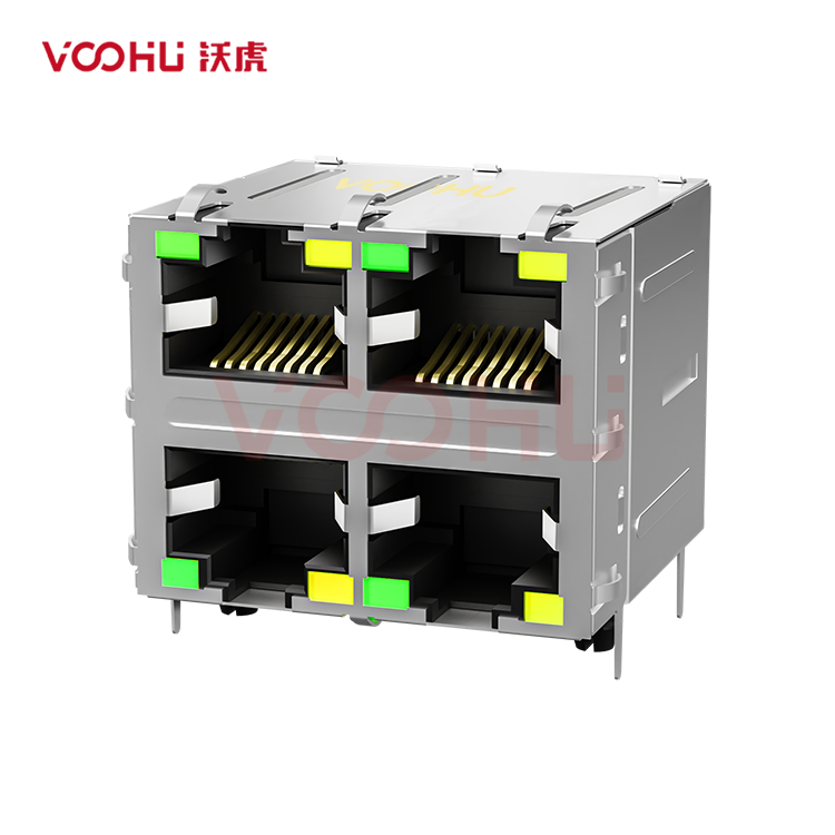 SYT22B102DC2A5D068 90° 侧面插入  2*2 开口朝上/下 10/100M LED G/Y DIP  RJ45