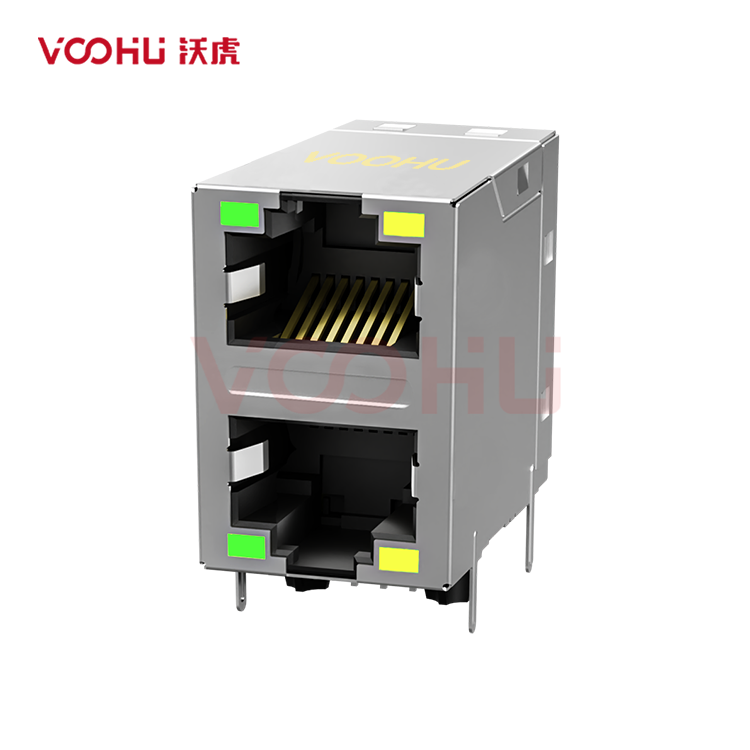 SYT21B083AC2A2DQ057 90° 侧面插入 2*1 开口朝上/下 10/100M LED G/Y DIP  RJ45