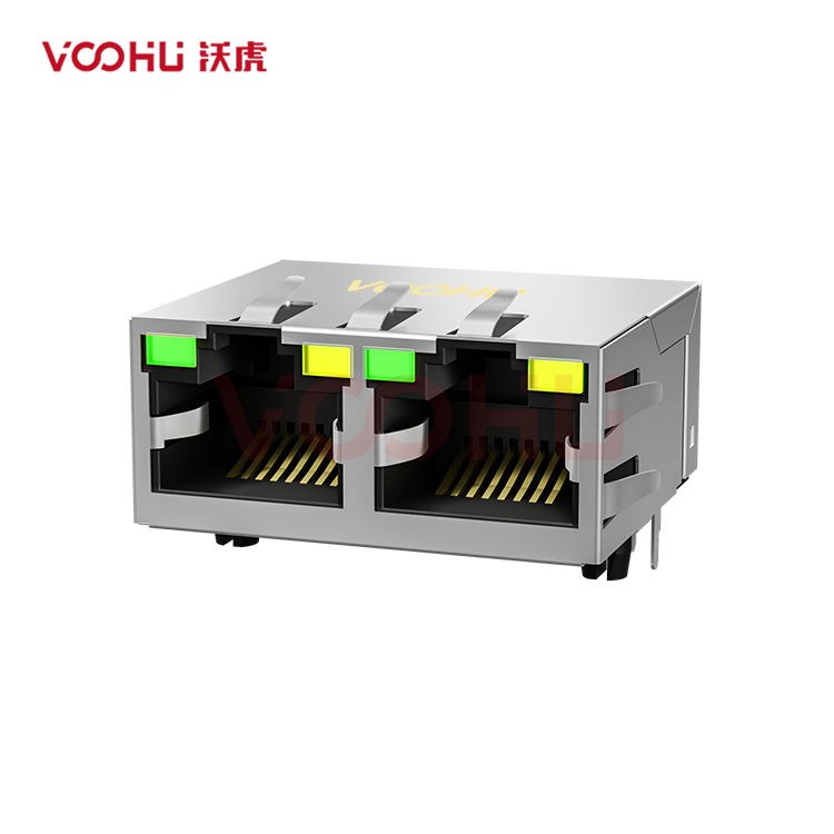 SYT312Q106DB2A4D 90° 侧面插入 1*2  开口朝上 100/1000M LED G/Y DIP RJ45