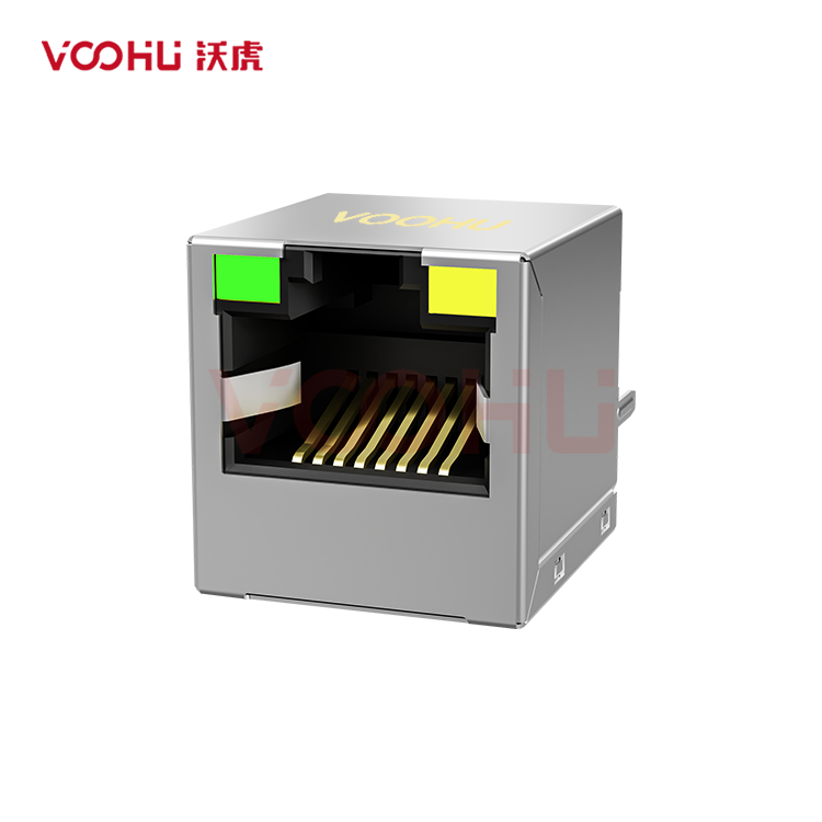 SYT511Q070AB1A8D 180°立式 1*1 开口朝上 100/1000M  LED Y/G  DIP RJ45