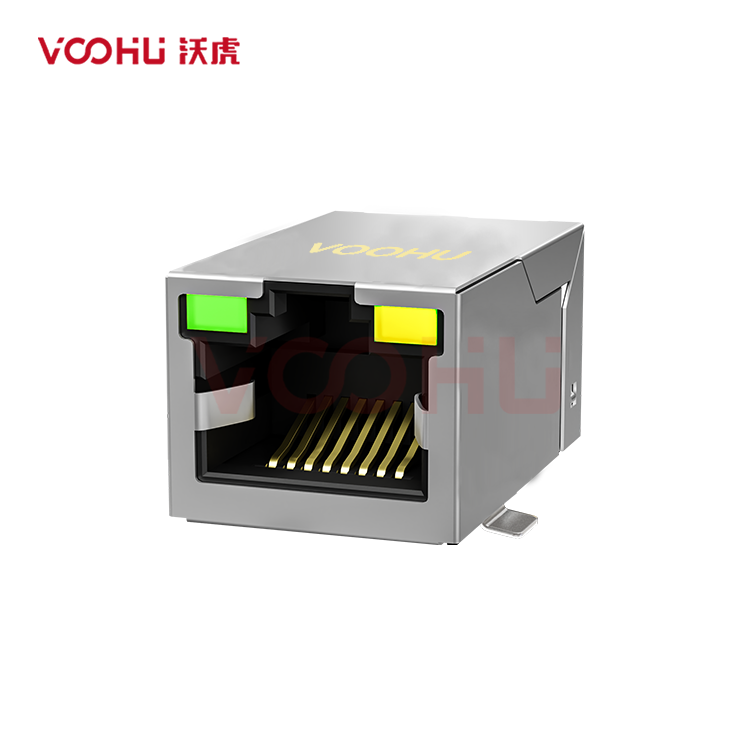 SYT311B093AA2A7S009 90° 侧面插入 1*1 开口朝上 10/100M LED G/Y SMD  RJ45