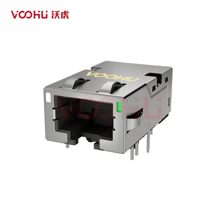 SYT1611Q002FF3A2DC5057 90° 侧面插入 1*1 开口朝下 5G  LED YG/G DIP RJ45