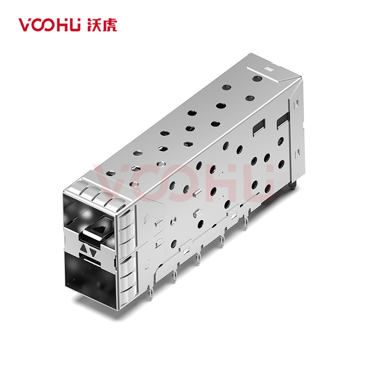WHSFP15221D010  SFP+ 2×1 10G Press-Fit  Cage+Connector SFP镀金厚度15U 光纤笼子