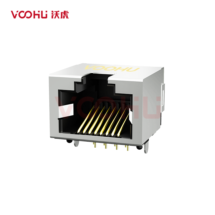 SYT60S1188GWA6DY1008(弯脚) 90° 侧面插入 1*1 开口朝上 无LED DIP RJ45（低高度）