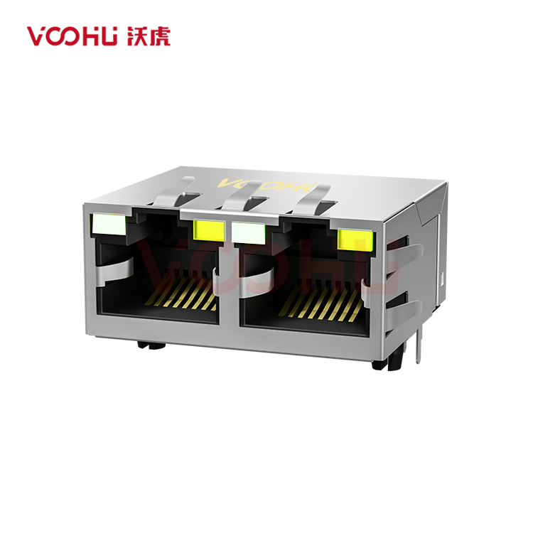 SYT212Q106FF5A4D3 90° 侧面插入 1*2 开口朝上 GO/Y 100/1000M DIP RJ45