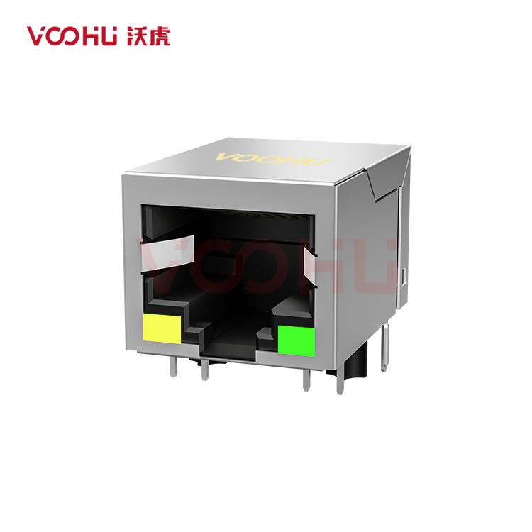 SYT111B048AA1A1D 90° 侧面插入 1*1 开口朝下 10/100M Y/G DIP RJ45